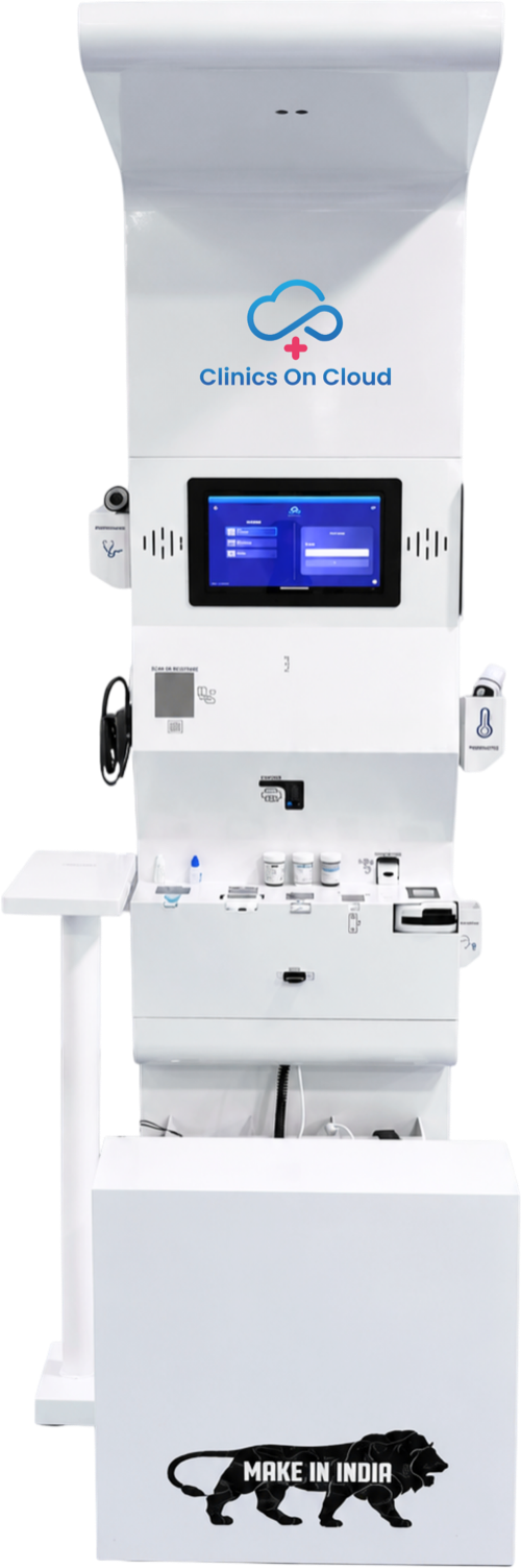 A Clinics On Cloud health ATM, front view